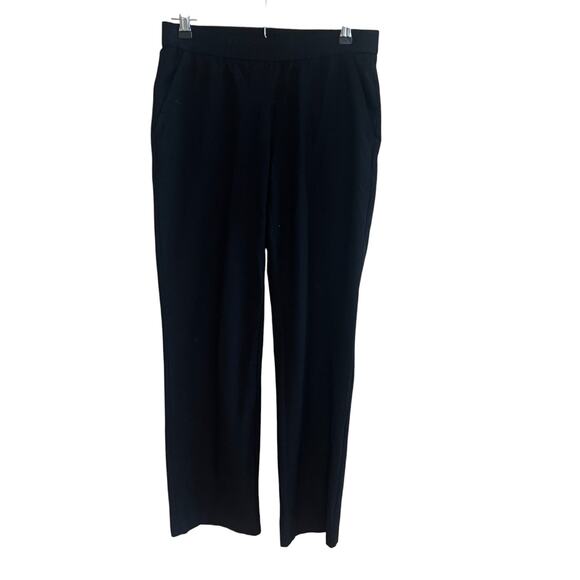 Eileen Fisher Washable Stretch Crepe Pull On Straight Leg Pants Black Petite S - Picture 2 of 7
